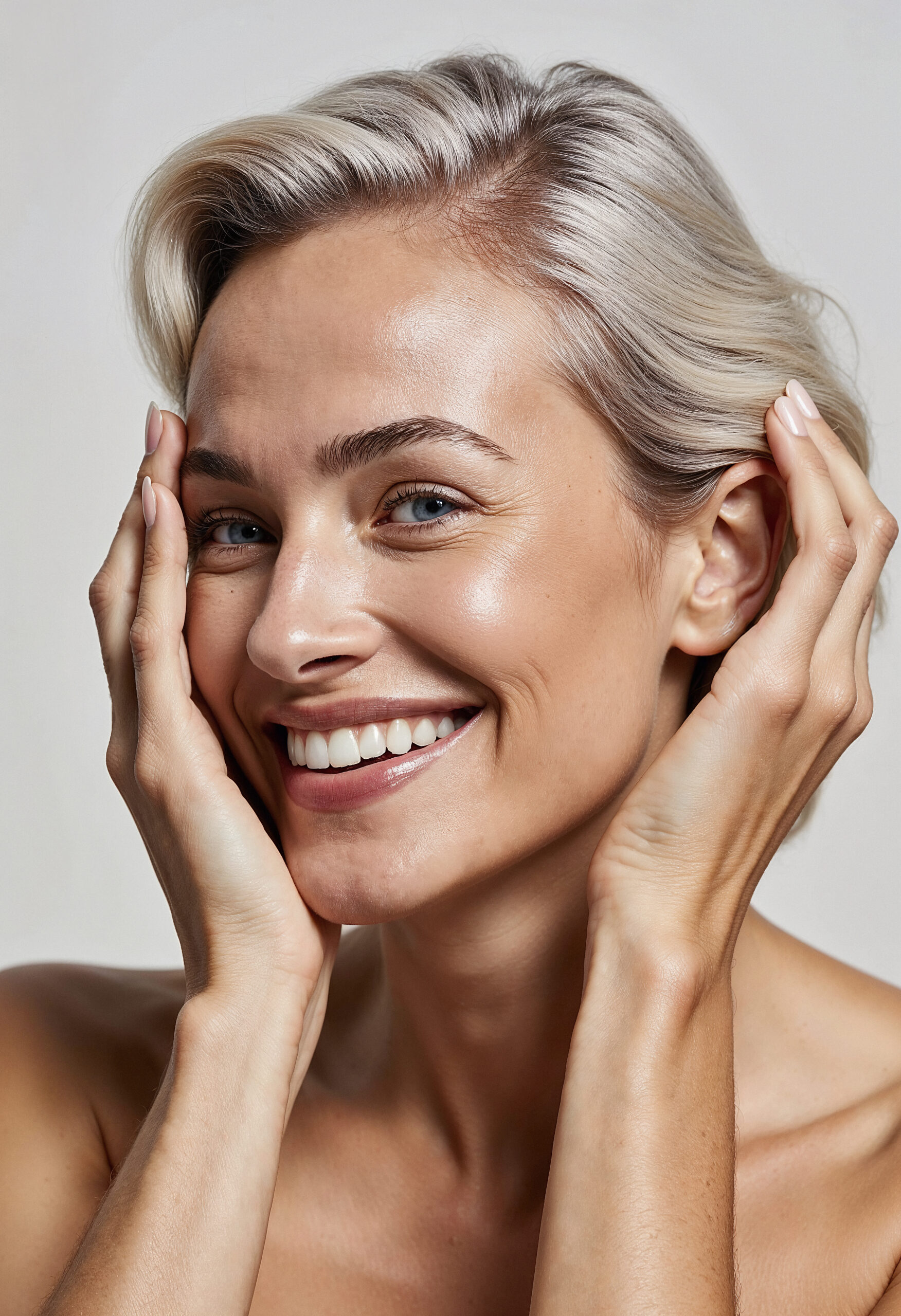 smiling woman with beautiful skin scaled